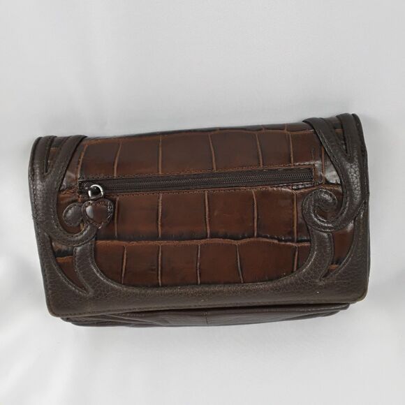 Brighton Vintage Brown & Black Clutch Bag with Thin Strap - Gator and Hearts - Picture 4 of 6